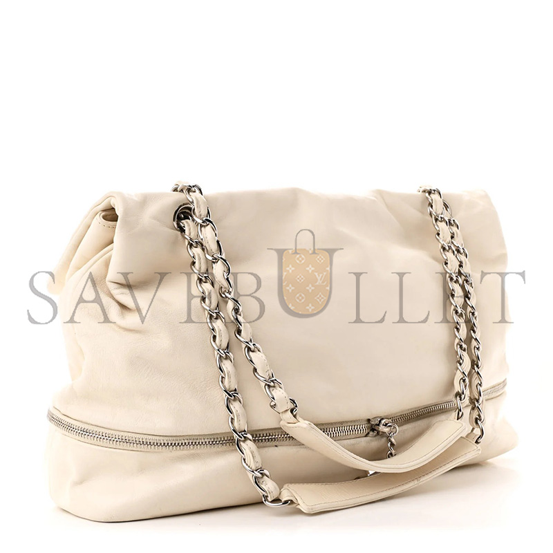 CHANEL MASTER CALFSKIN LARGE EXPANDABLE PARIS LONDON FLAP BAG WHITE (36*25*11cm)